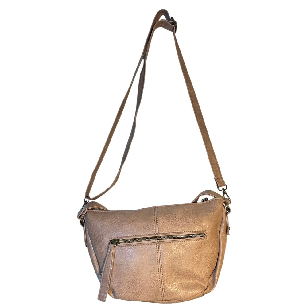 T-Shirt & Jeans Pink‎ Faux Leather Hobo Shoulder Bag Adjustable Strap Boho Vegan - Picture 2 of 10